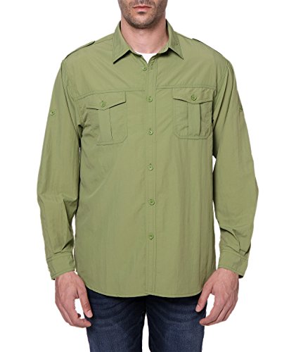 Trailside Supply Co. Men's Standard Quick-Dry Nylon Breathable Convertible Long Sleeve Fishing Shirt, Epsom Green, X-Large