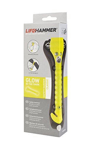 Lifehammer Brand Safety Hammer, The Original Emergency Escape and Rescue Tool with Seatbelt Cutter, Made in The Netherlands, Glow in The Dark Yellow