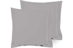 Saferay Green European Pillow Shams, Set of 2 Pillowcases, 100% Egyptian Cotton 600 Thread Count, Decorative Pillow Sham Covers for Bedroom, 26 x 26 inches, Silver