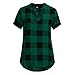 T Shirts for Womens, FORUU Casual Plaid Printed Short Sleeve V Neck Blouses Tops