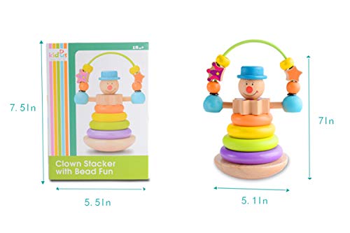 image for KAJA Wooden Ring Rainbow Stacker Baby Stacking Up Toys Blocks Stacker 