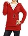 Allegra K Shawl Collar Buttons Decor Hooded Tunic Sweater Red / S