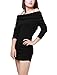 Allegra K Women Off Shoulder Side Shirred Slim Fit Clubwear Mini Dress,Small,Black