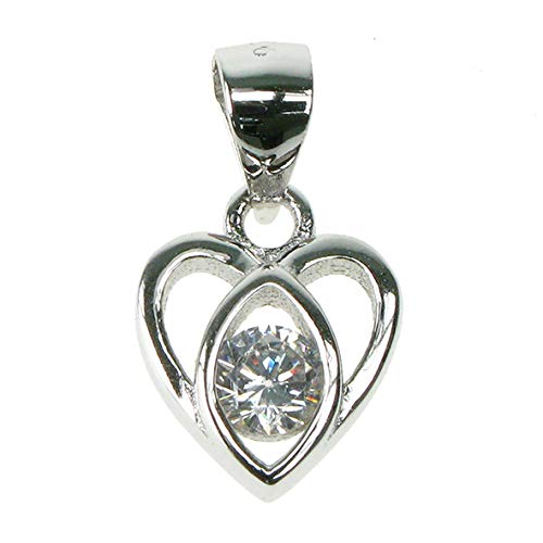 Celtic Heart - 925 Sterling Silver with Crystal Cubic Zirconia - Pendant with 18" Chain - Gift Boxed