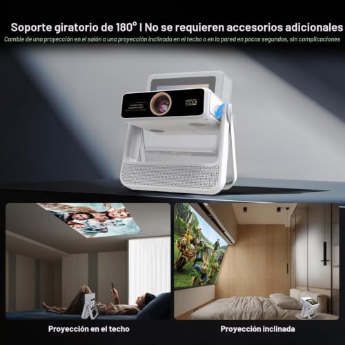4K Portable Projector with Smart Touch Screen, 1100 ANSI Outdoor Mini Projector, Auto Focus and Trapezoid Correction, WiFi 6 Bluetooth HDR10+, 1000+ Apps, Home Theater