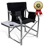 690GRAND Light Weight Oversized Portable Chair with Mesh Back Storage Pouch and Folding Side Table for Camping Outdoor Fishing 300 lbs High Capacity