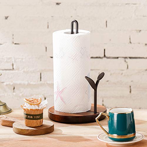 Paper Towel Holder Countertop, Paper Towel Holder Stand Wood Base Rustic Standing Paper Towel