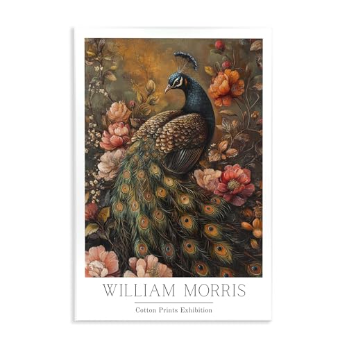 Stupell Industries Vintage Morris Inspired Red Peacock Wall Plaque Art, design…