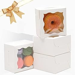 White Bakery Boxes with Window 4x4x2.5 inches Small