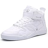 QANSI Performance Leather High Top Lace Up Street Sneakers Outdoor Sports Shoes White 9 M US