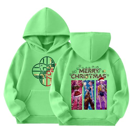 K Pop Demon Hunters Christmas Hoodies Girls Vintage Y2k Pullover Hip Hop Streetwear Oversized Fashion Long Sleeve Hooded Sweatshirt for Kids