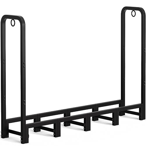 AMAGABELI GARDEN HOME 5ft Firewood Log Rack Outdoor Log Holder for  Fireplace Heavy Duty Wood Stacker for Patio Logs Pit Storage Steel Tubular  Wood - Main Image