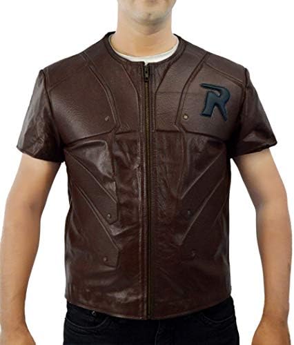 MJ Men's Synthetic Leather Batman Arkham City Robin Vest