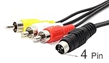 Devinal 5 FT (1.5M) 4 Pin Mini DIN S-Video Plug to 3 RCA Plug Cable S-Video 4-Pin Male to 3-RCA Male RGB Composite Video Cable Adapter for DVD, DVD, TV, HDTV, VCR's, CD Players