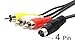Devinal 5 FT (1.5M) 4 Pin Mini DIN S-Video Plug to 3 RCA Plug Cable S-Video 4-Pin Male to 3-RCA Male RGB Composite Video Cable Adapter for DVD, DVD, TV, HDTV, VCR's, CD Players primary