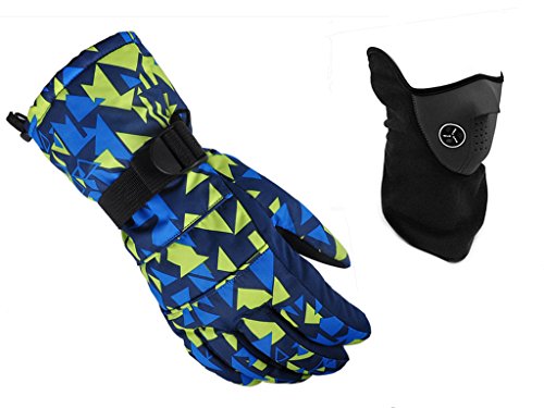 LJH Men's Winter Ski &amp; Snowboard Gloves Mask,Windproof Thickened Riding Cycling Sportswear Gloves and Face Mask (Model 2)