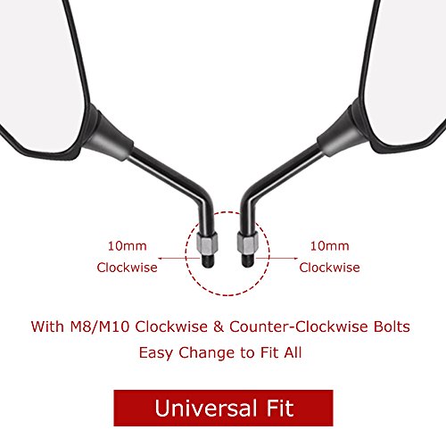 image for Goodway Universal Motorcycle Mirrors with M8 M10 Clockwise and Counter