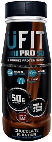The Protein Drinks UFIT 500ml Pro 50 Protein Shake Drink Chocolate - Pack of 6 Bottles by The Protein Drinks