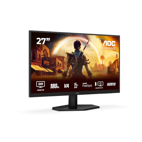 Gaming Moniteur Q27G42XNE 27 Pouce 180Hz Fast VA Dalle, 0.5ms MPRT, HDR10, FreeSync, Haut-parleurs, (2560x1440 HDMI 2X 2.0 DP 1x 1.4) Noir