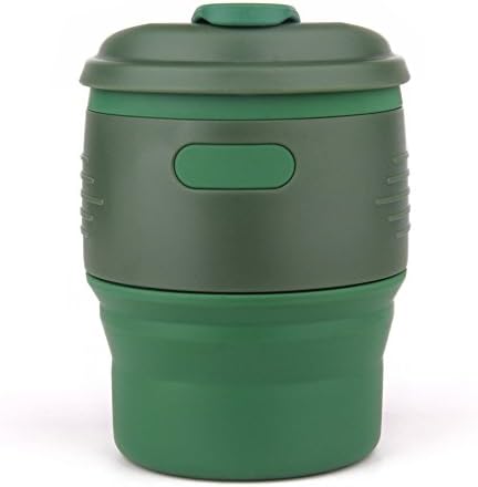 Cosfash Silicone Collapsible Coffee Cup with Leak Proof Lip,Reusable Travel Coffee Mugs for Camping Hiking Backpacking Outdoor (Green)