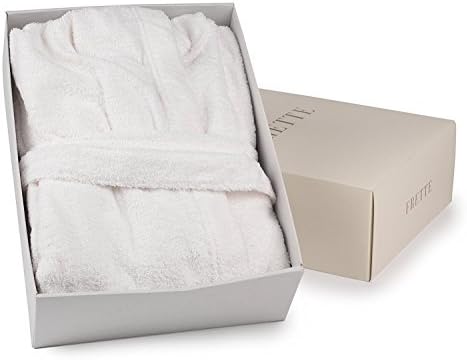 Frette Extra Soft Luxury 100% Cotton Pure White Hooded Towelling Robe - Gift Boxed and Branded