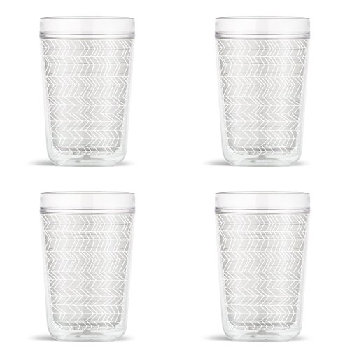 ThermoServ 16oz Double Wall Tritan Tumbler, Arrows, White, (Pack of 4)
