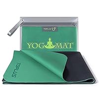 TOPLUS Travel Yoga Mat - Foldable 1/16 Inch Thin Hot Yoga Mat, Sweat Absorbent Anti Slip, High-Grade Natural Suede for Travel, Yoga and Pilates, Coming with Carrying Bag