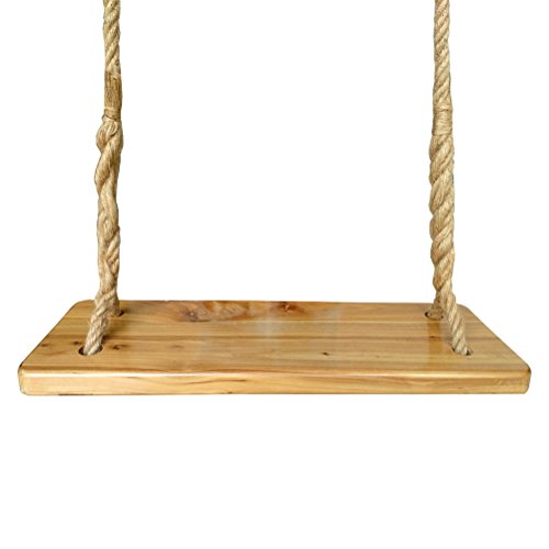 Aoneky Wood Waterproof Tree Swing, Kids Children Adult Backyard Outdoor Replacement Rope Wooden Swing Set, Round 23" x 8"