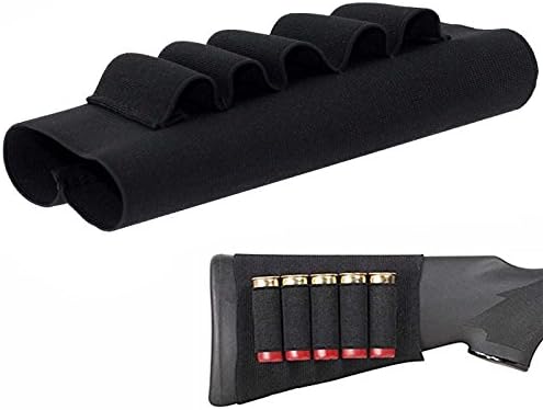 QXTInc Shotgun Stock Shell Ammo Holder, 12 Gauge 5 Rounds Rifle Buttstock - Black Sleeve