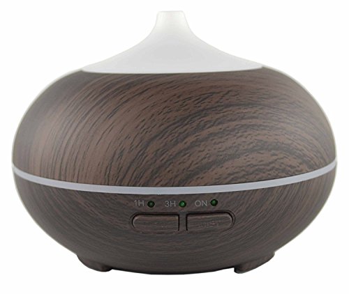 Samyo 150ML Aromatherapy Essential Oil Purifier Aroma Diffuser Air Humidifier with 3 Timer Settings & Color Changing Light (Wood Grain)