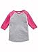 RABBIT SKINS Toddler Fine Jersey Raglan 3/4 Sleeve Baseball Tee, Vintage Heather/Vintage Hot Pink, 4T