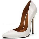 Women's Pumps High Heels 5.7 inch, Classic Sexy Pointed Toe Black Stiletto Heels Dress Wedding Party Office Shoes Slip On Plus Size