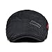 VOBOOM Men Cotton Adjustable Newsboy Beret Ivy Cap Cabbie Flat Cap (Black)