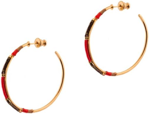 Satellite Women's Gold Plated Red Japanese Beads Fashion Jane Hoop Earrings