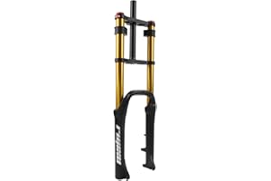 RUJIXU 20 Inch Fat Fork 4.0" Tire Disc Brake Travel 140mm MTB Bike Air Suspension Fork 1-1/8" DH Rebound Adjustment QR Electric Bicycle Front Fork 9x135mm