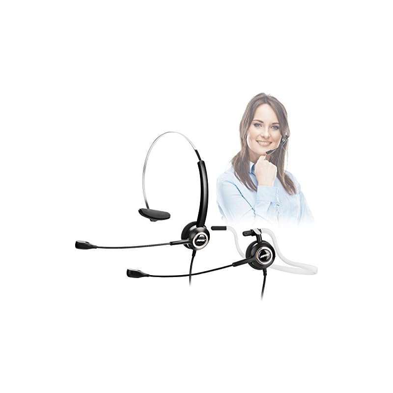Wantek Corded Telephone Headset Dual w/Noise Canceling Mic + Quick