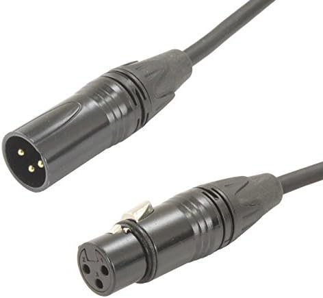 Male to Female XLR Cable with Black connectors 1 FT Foot Feet Straight-M to Straight-F