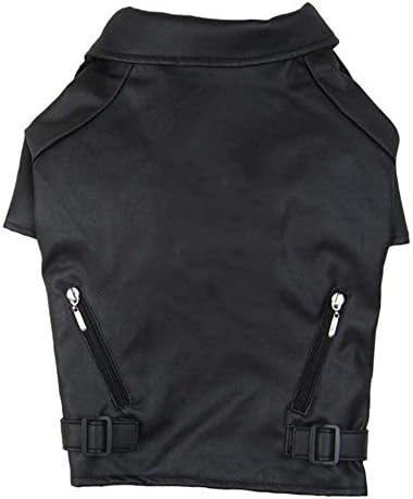Vedem Dog Leather Motorcycle Jacket Pet Winter Windproof Coats (S-L, Black)