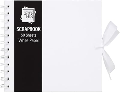 Sixstore Kraft Scrapbook Album Small 15x15cm 50 Sheets White Cover Ribbon