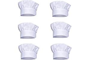 Loopunk 6 Pack Chef Hat Adjustable Elastic Baker Professional Kitchen Cooking Chef Cap,Adjustable Elastic Kitchen Cooking Hea