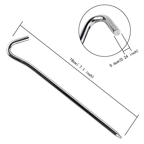 YUEDGE 18CM10PCS Tent Pegs Lightweight Heavy Duty 7-Shaped Aluminum Alloy Tent Pegs Stakes Nail for Gardening, Camping, Hiking