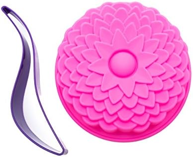 Silicone Mold 9 Inch Flower Shape Plus Cake Cutter and Server Leaf Shape