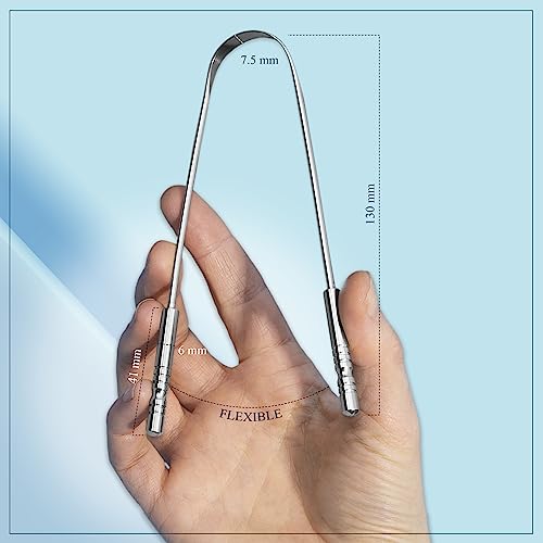 MasterMedi Tongue Scraper with Case (2 Pack), 100 Stainless Steel