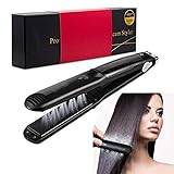 Professional Steam Hair Straightener by BeautyCC - Steam Styler Ceramic Tourmaline Flat Iron Salon Heater Hair Straightening Iron with Anion Care