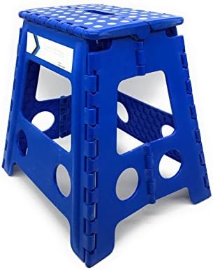 Folding Step Stool 16 Inches Height by Myth with Anti-Slip Surface Great for Kitchen, Bathroom, Bedroom, Kids or Adults Super Strong Holds Up to 330 LBS (Blue)