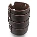 INBLUE Men's Alloy Genuine Leather Bracelet Bangle Cuff Silver Tone Brown Black Adjustable