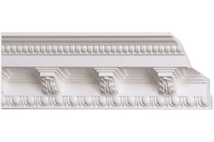 À LA MAISON CEILINGS GK19 Corbels Styrofoam Crown Molding 6.5 ft. L x 5 in W (Covers / 32.5 ln. ft.), Plain White, Pack of 5