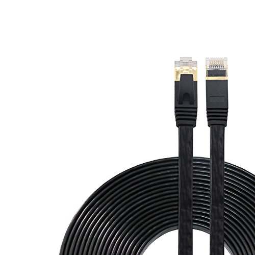Cat 7 Ethernet Cable 30Ft, Tan QY Cat7 RJ45 Network Patch Cable 10 Gigabit 600Mhz LAN Wire Cable Cord for Modem, Router, PC, Mac, Laptop, PS2, PS3, PS4 Black