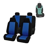FH Group FB102114 Full Set Classic Cloth Car Seat Covers w Gift, Solid Black- Fit Most Car, Truck, SUV, or Van