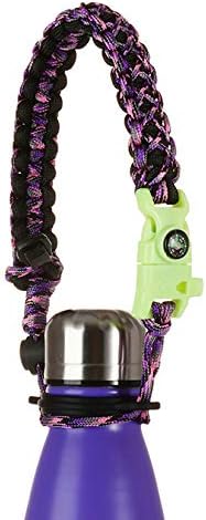 Greant Paracord Handle Compatible with Swell, MIRA, Simple Modern and Other Cola Shaped Stainless Steel Water Bottle Carrier | Holder - Fits 12oz, 17oz and 25 oz (Camo Purple)